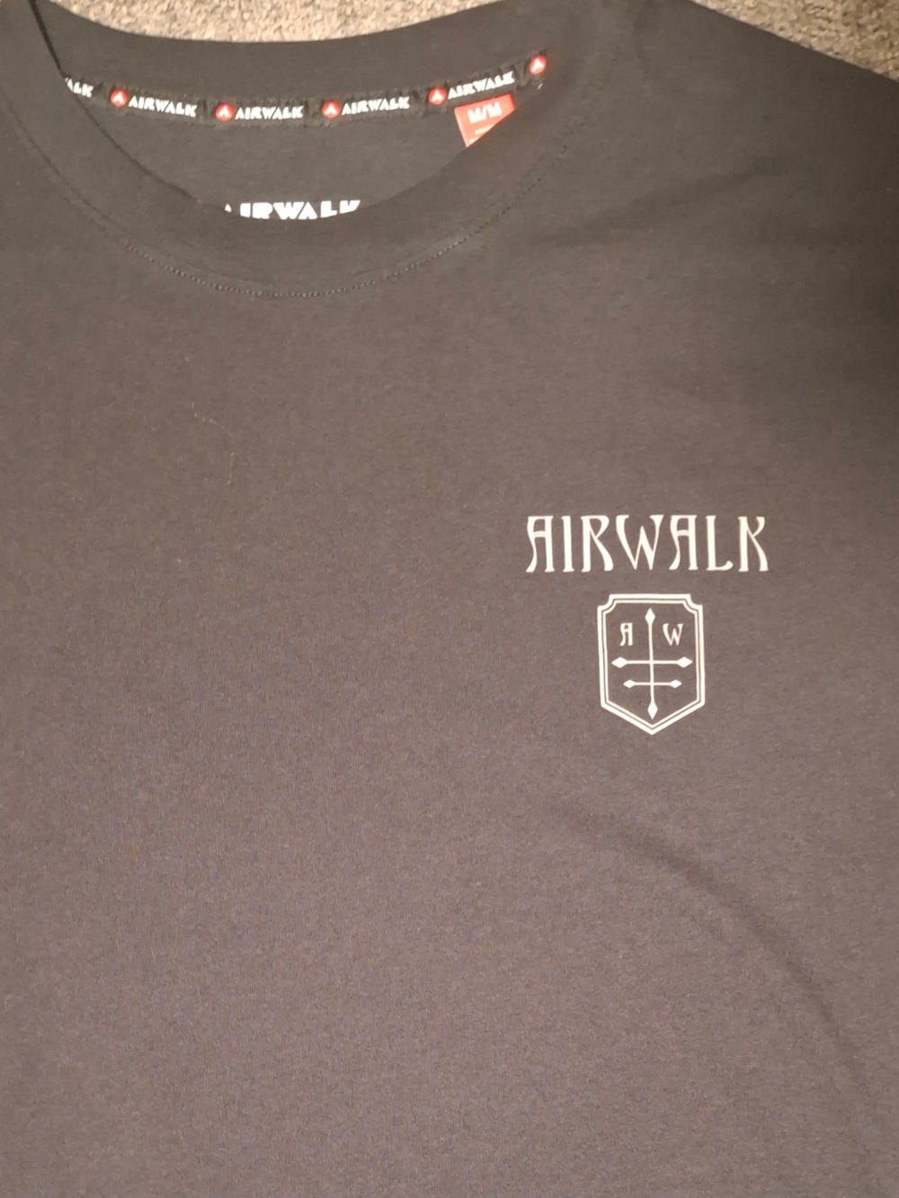 Airwalk Men’s Black Short-Sleeve Tee with White Crest Logo